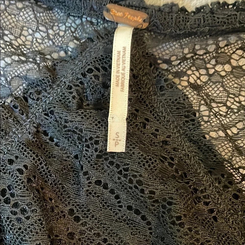 Free People Black Lace Detail Fitted Blouse